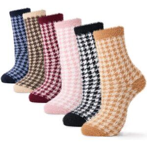 🆕 Women Black Winter Warm Thick Thermal Ladies Novelty Cozy Crew Socks 6 Pairs